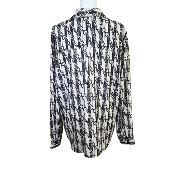 DREW Everly Chain Blouse Semi Sheer Button-up Dressy Shirt Top Made in USA Sz L - Picture 4 of 8